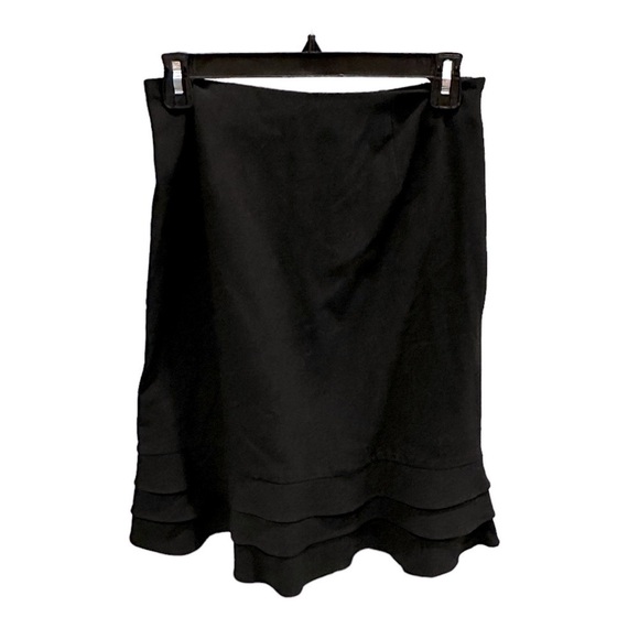 Larry Levine Petite Sport Stretch Skirt Ruffle Hem Black Office Size 6 Petite - Picture 1 of 3